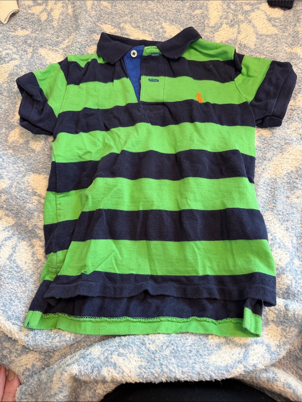 Ralph Lauren Boys' Green & Navy Wide-Stripe Polo